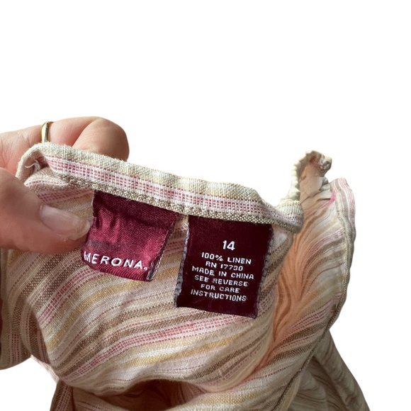 Y2K Linen Woven Striped Maxi Skirt 14 - Picture 3 of 4